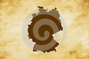 Brown map of Country Germany isolated on old paper grunge texture background - vector