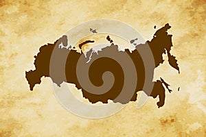 Brown map of Country Russia isolated on old paper grunge texture background - vector