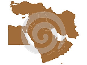 Brown map of Middle East