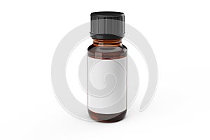 Brown medicine glass dropper bottle with white label