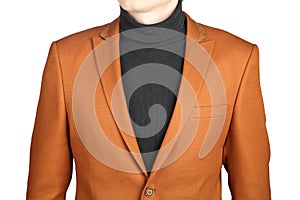 Brown men's blazer, isolated on white background. photo