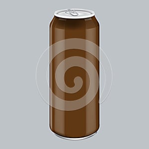 Brown Metal Aluminum Beverage Drink. Mockup for Product Packaging. Energetic Drink Can 500ml, 0,5L