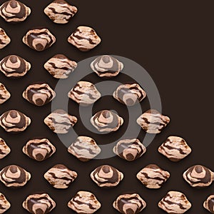 Brown Mineral Gemstones composition 3D illustration Render.