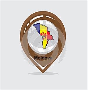 Brown moldova map pin icon