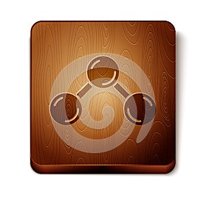 Brown Molecule icon isolated on white background. Structure of molecules in chemistry, science teachers innovative
