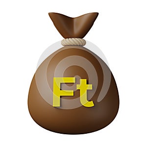 Brown Money Bag Forint 3D Illustration