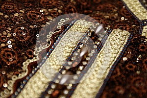 Brown Moroccan Caftan embroidery details photo