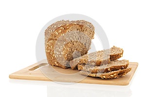 Multigrain bread on board photo