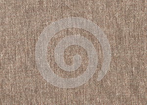 Brown natural simple coarse linen fabric - canvas. Brown burlap fabric background texture.