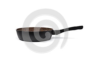 Brown non-stick frying pan isolated on white background