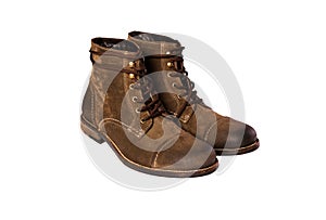 Brown nubuck man's boots isolated