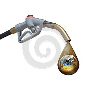 Brown oil drop withing earth inside, weeping from