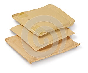 Brown old envelope isolated on white background