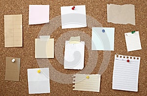 Brown old paper note background cork board