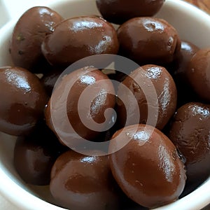 Brown olives food serving