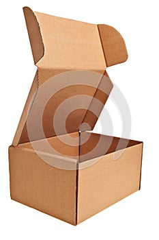 Brown open carton box.