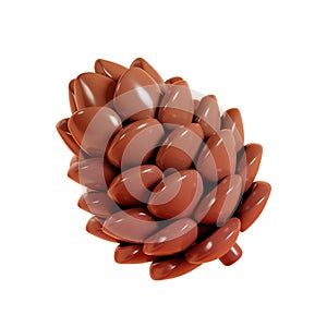 Brown open pinecone 3d render illustration. Evergreen cedar tree seed for autumn seasonal design.