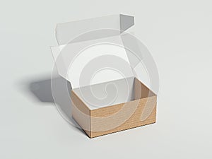 Brown opened cardboard package. 3d rendering
