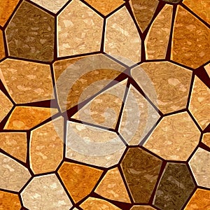 Brown orange marble irregular plastic stony mosaic seamless pattern texture background