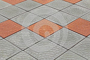 Brown Orange Paving Slabs Stone Mosaic Abstract Pattern Surface Street Floor Road Texture Background Tile Stripes Lines