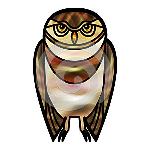 Brown Owl in Stained Glass Style