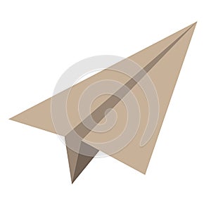 Brown paper airplane icon, vector illustration