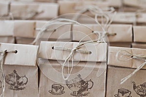 Brown paper bag folded package photo
