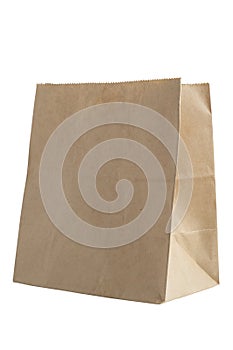 Brown paper bag isolate on a white background