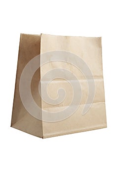 Brown paper bag isolate on a white background