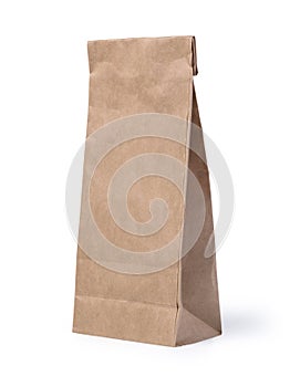 Brown paper bag isolated on white