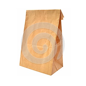 Brown paper bag isolated on white