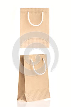 Brown paper bag, isolated on white background