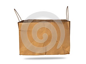 Brown paper bag isolated on white background. Clipping path