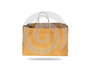 Brown paper bag isolated on white background. Clipping path