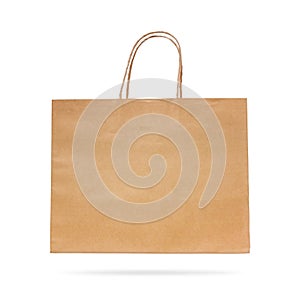 Brown paper bag isolated on white background. Recycle package for shopping. Clipping paths object