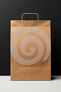 A brown paper bag mock-up isolated on black.