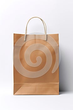A brown paper bag mock-up isolated on white.