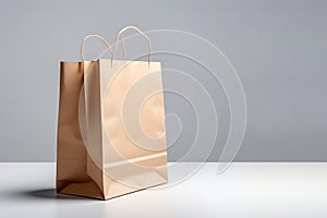 Brown paper bag for shopping. Mockup for advertising