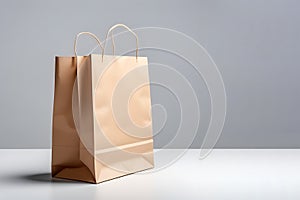 Brown paper bag for shopping. Mockup for advertising