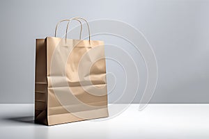 Brown paper bag for shopping. Mockup for advertising