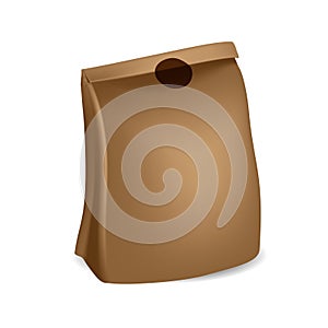 Brown paper bag with sticker on folded part