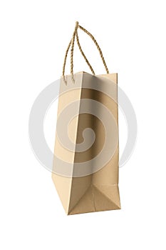 Brown paper bag white background.