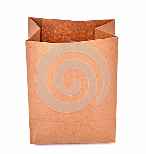 Brown paper bags isolated white background