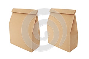 Brown paper bags isolated on white background