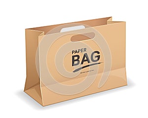 Brown paper big bags with handles template mock up design, isolated on white background