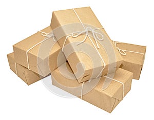 Brown Paper Covered Parcels Tied With String photo