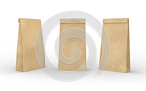 Brown paper lunch bag isolated on white with clipping path