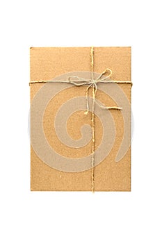 Brown paper parcel wrap delivery isolated on white