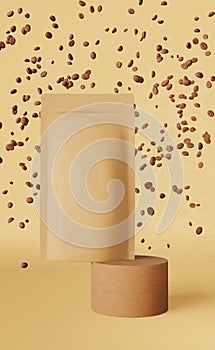 Marrone borsa borse cadente caffè fagioli passi  un'immagine tridimensionale creata utilizzando un modello computerizzato i beni sconto confezione il negozio progetto 