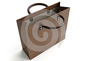 Brown paper shopping bag with handles